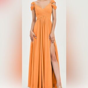 NWT Duntery Orange Chiffon Dress